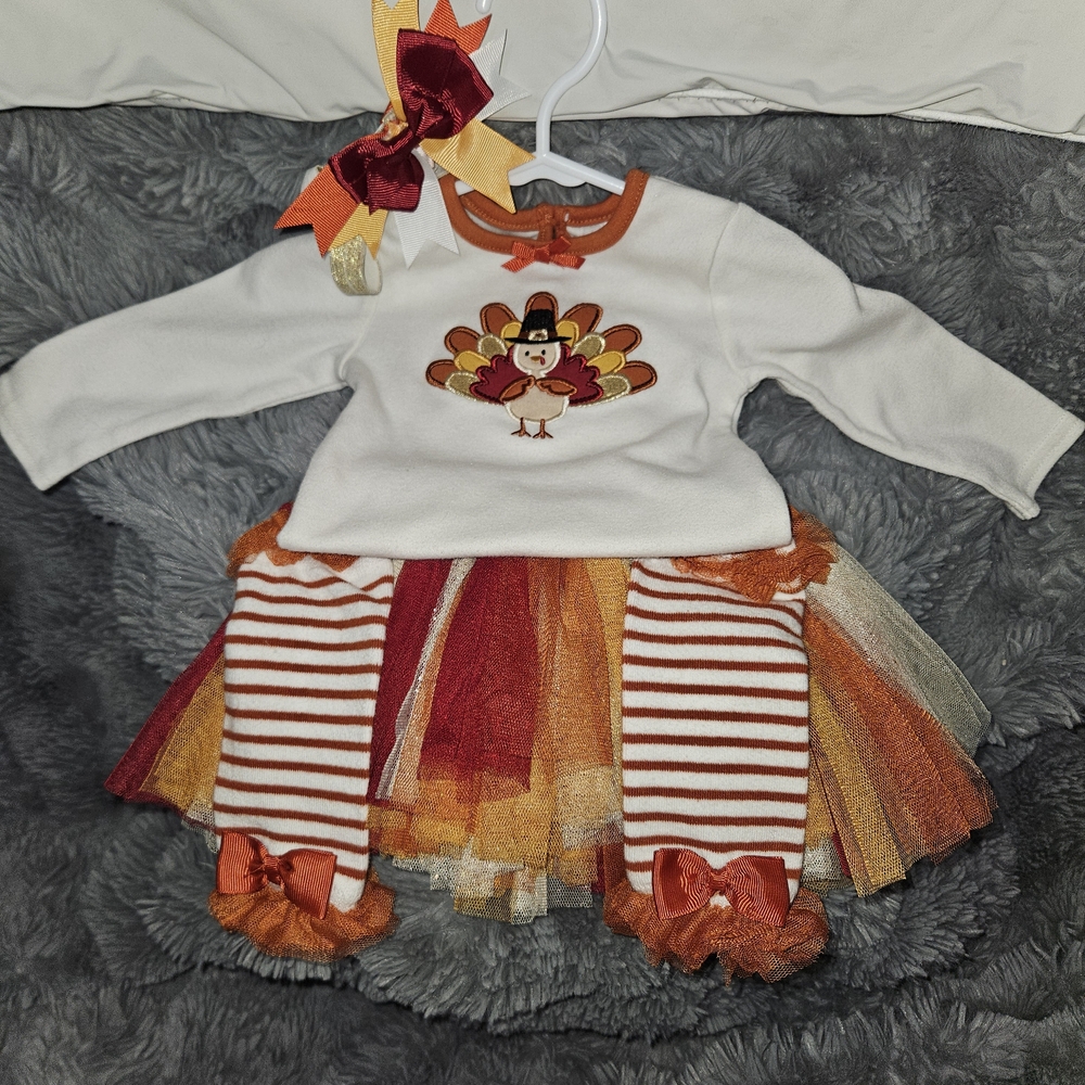 Festive Turkey Kids Costume with Tutu
